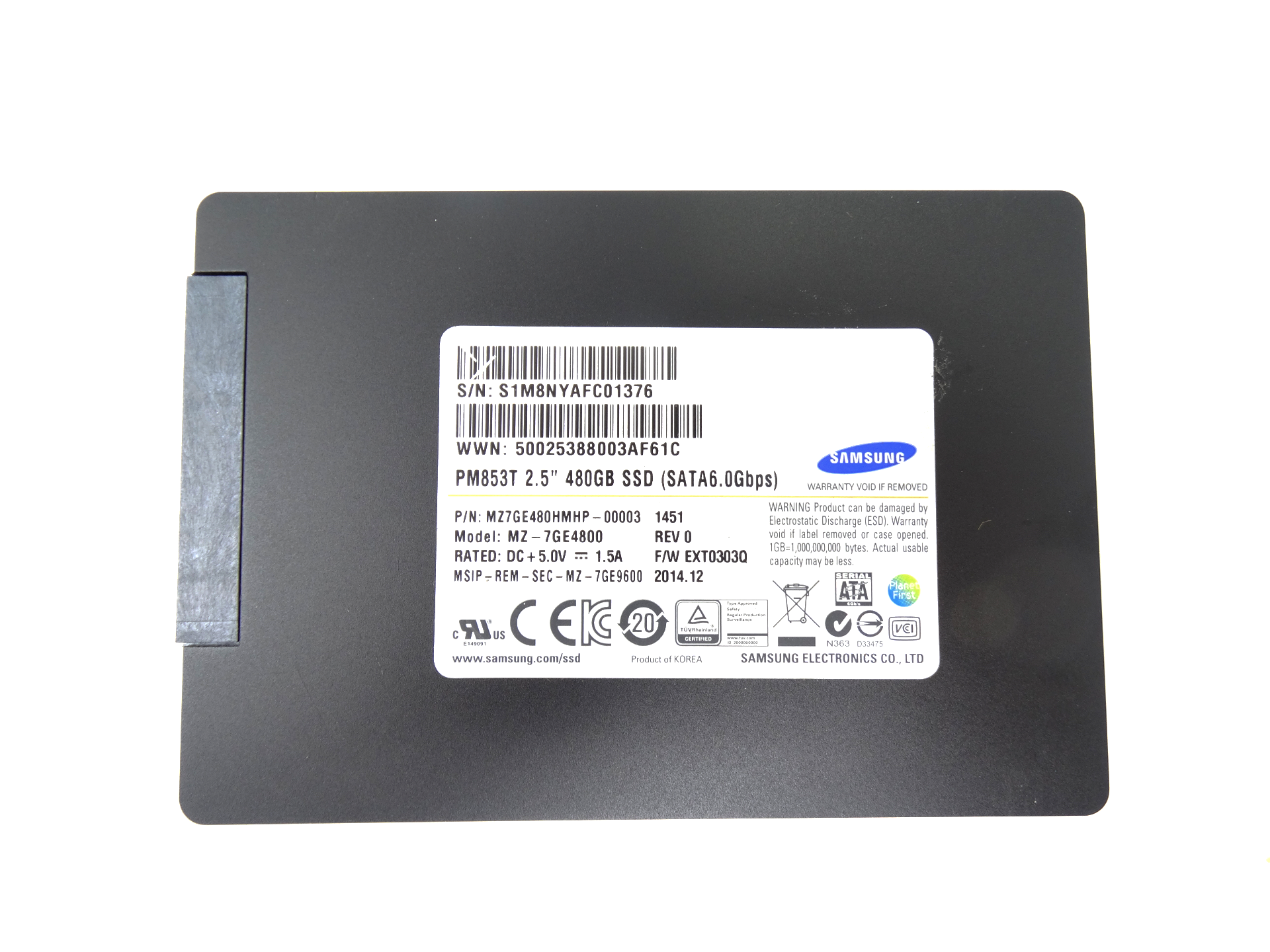 Samsung PM853T 480GB 6Gb/s TLC SATA 2.5'' SSD Solid State Drive (MZ7GE480HMHP-00003)