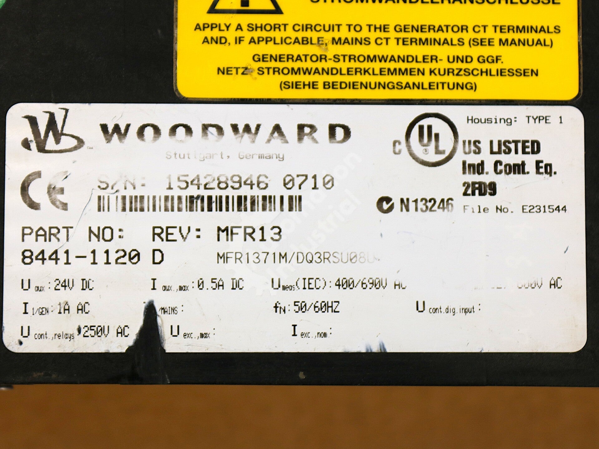 8441-1120 By Woodward MFR1371M/DQ3RSU08UV Multifunction Relay Protection Module