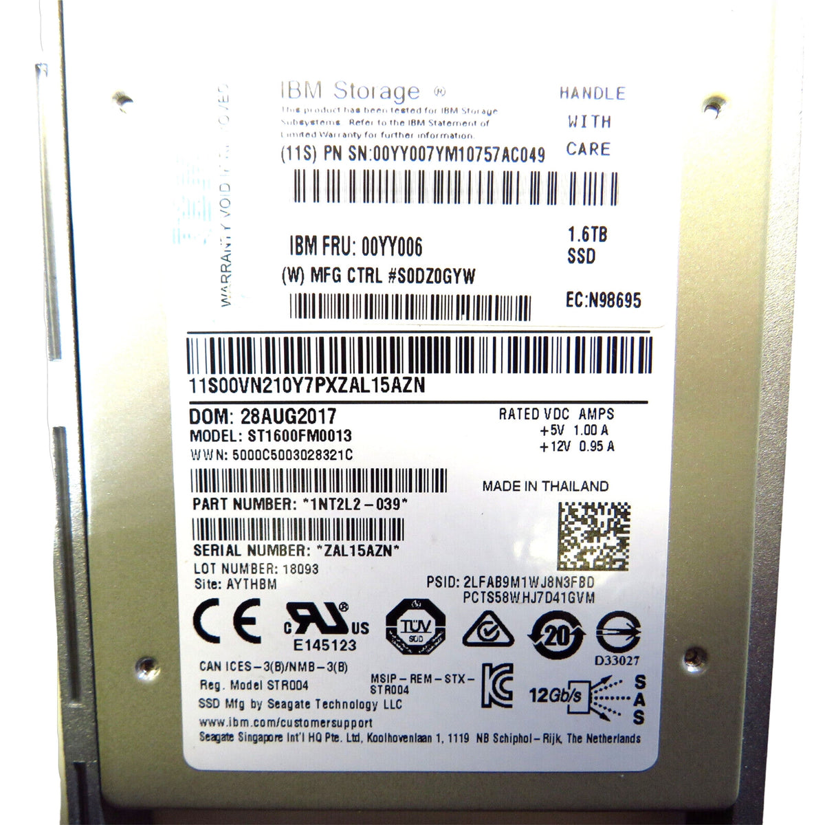 IBM 00YY006 1.6TB 2.5" SAS 12Gbps Server SSD Solid State Drive (Refurbished)