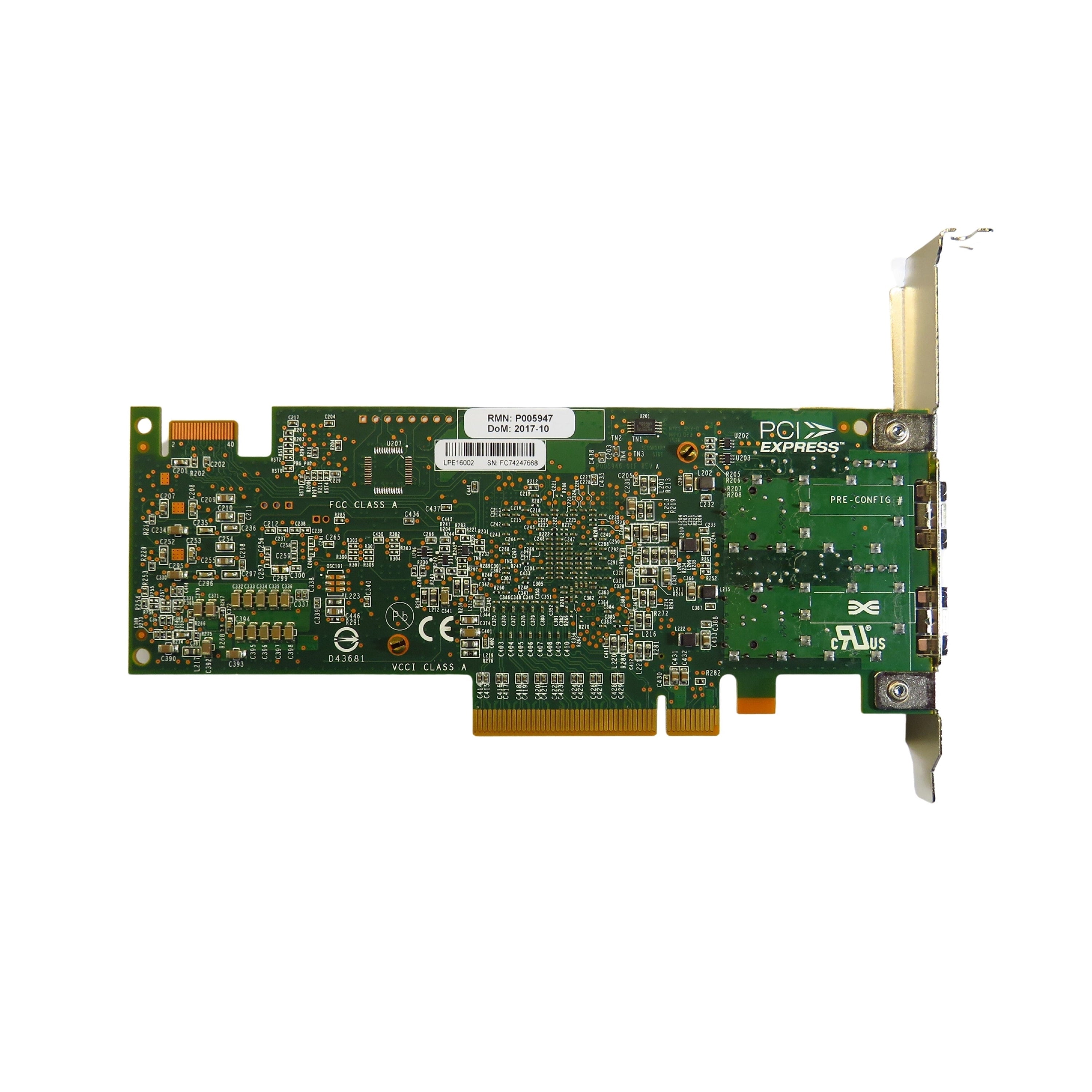 Lenovo 00E3496 577F LPE16002 2 Port 16Gbps FC SW PCIe HBA Host Bus Adapter (Refurbished)