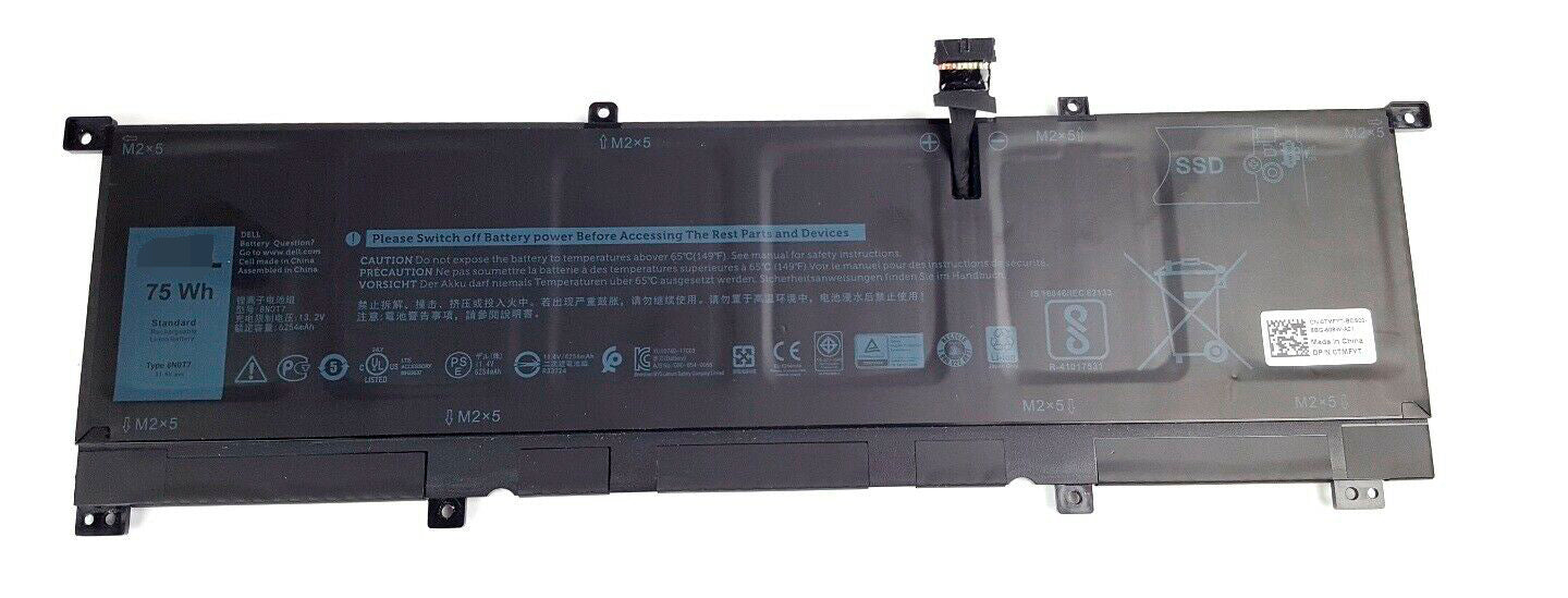 Replacement Dell 8N0T7 0TMFYT XPS 15 9575 75Wh laptop battery