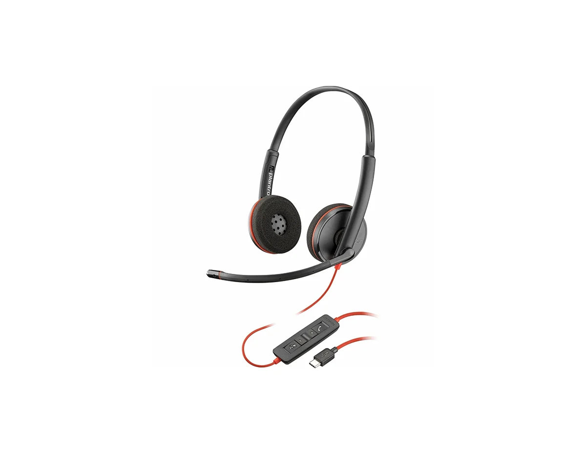 Poly Blackwire 3220 Stereo USB-C Headset +USB-C/A Adapter (8X228A6)