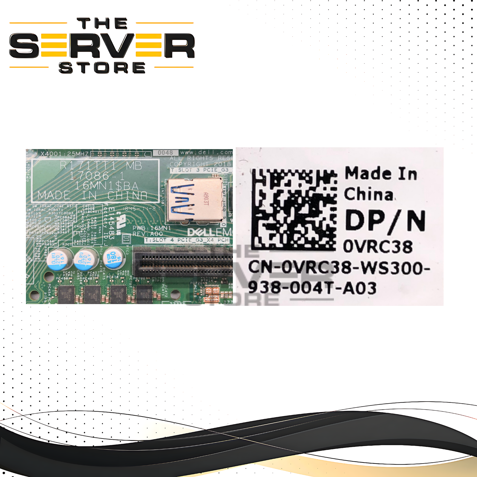 Dell PowerEdge T340 Server Motherboard, LGA 1151-2 Socket, 4x DDR4 DIMM Slots. P/N: VRC38, 0VRC38.