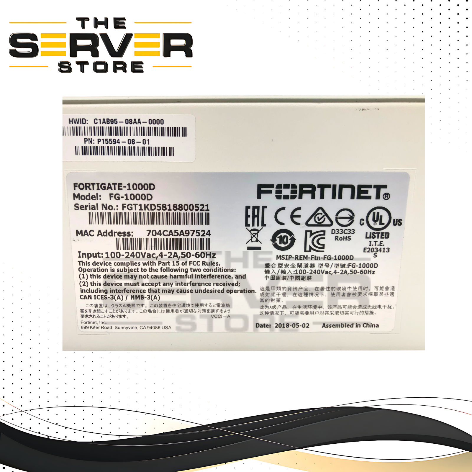 Fortinet FortiGate-1000D 2U Rackmount Network Security Firewall Appliance. Featuring 2x GE RJ45 Management Ports, 16x GE SFP Slots, 16x GE RJ45 Ports, 2x 10GE SFP+ Slots. P/N: FG-1000D.