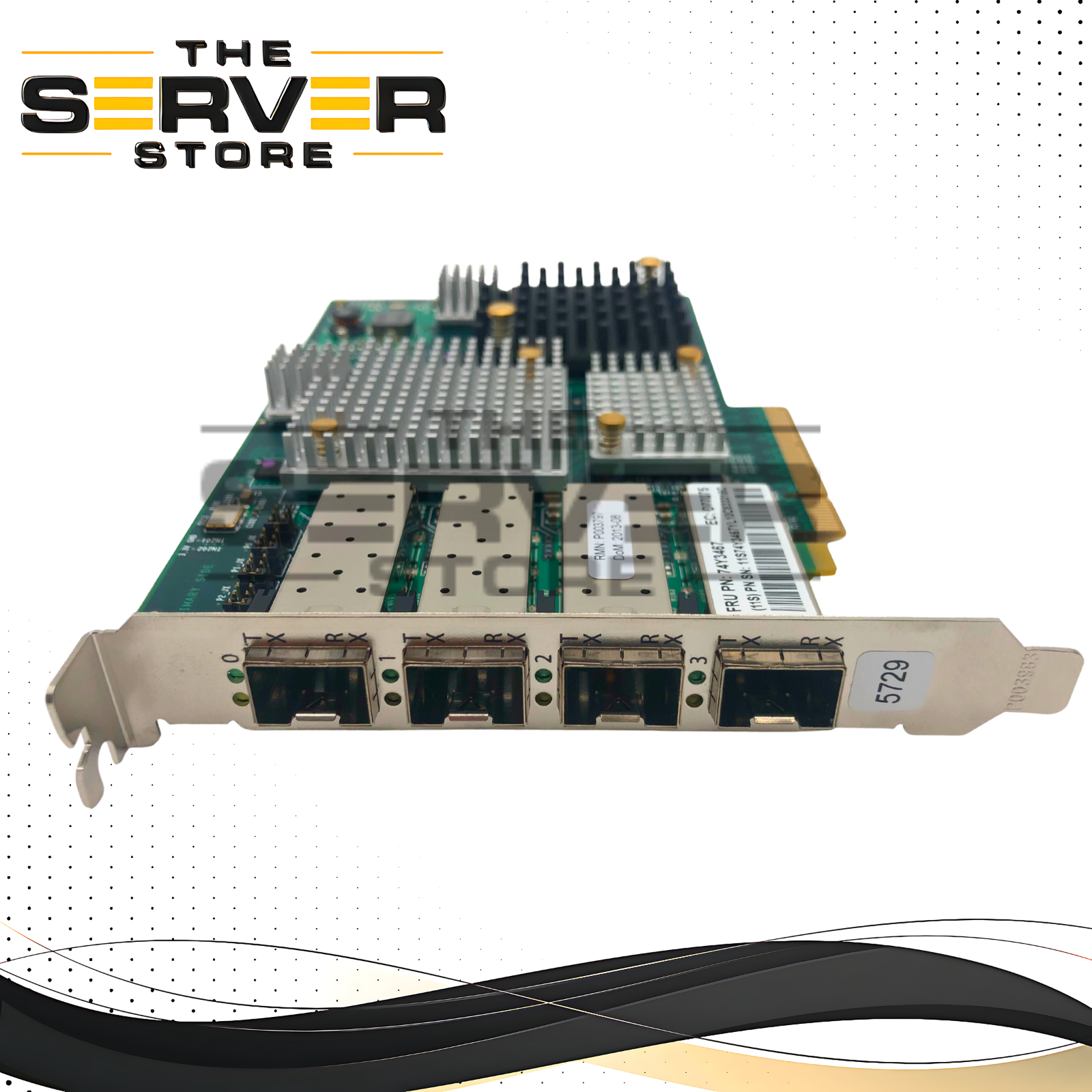 IBM Emulex LPE12004 8Gb/s Quad-Port Fibre Channel (FC) Host Bus Adapter (HBA) for POWER Systems. Feature Code: 5729. P/N: 74Y3467.