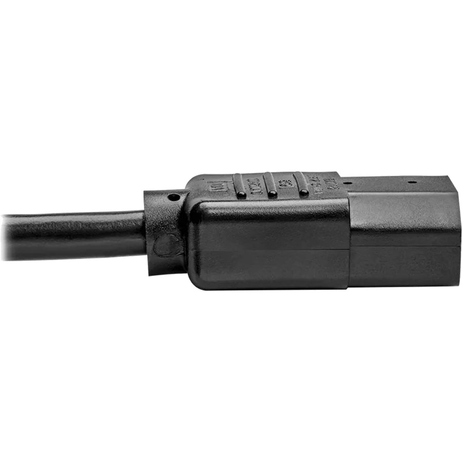 Eaton Tripp Lite Series Desktop Computer AC Power Cord, Right-Angle NEMA 5-15P to C13 - 10A, 125V, 18 AWG, 15 ft. (4.57 m), Black