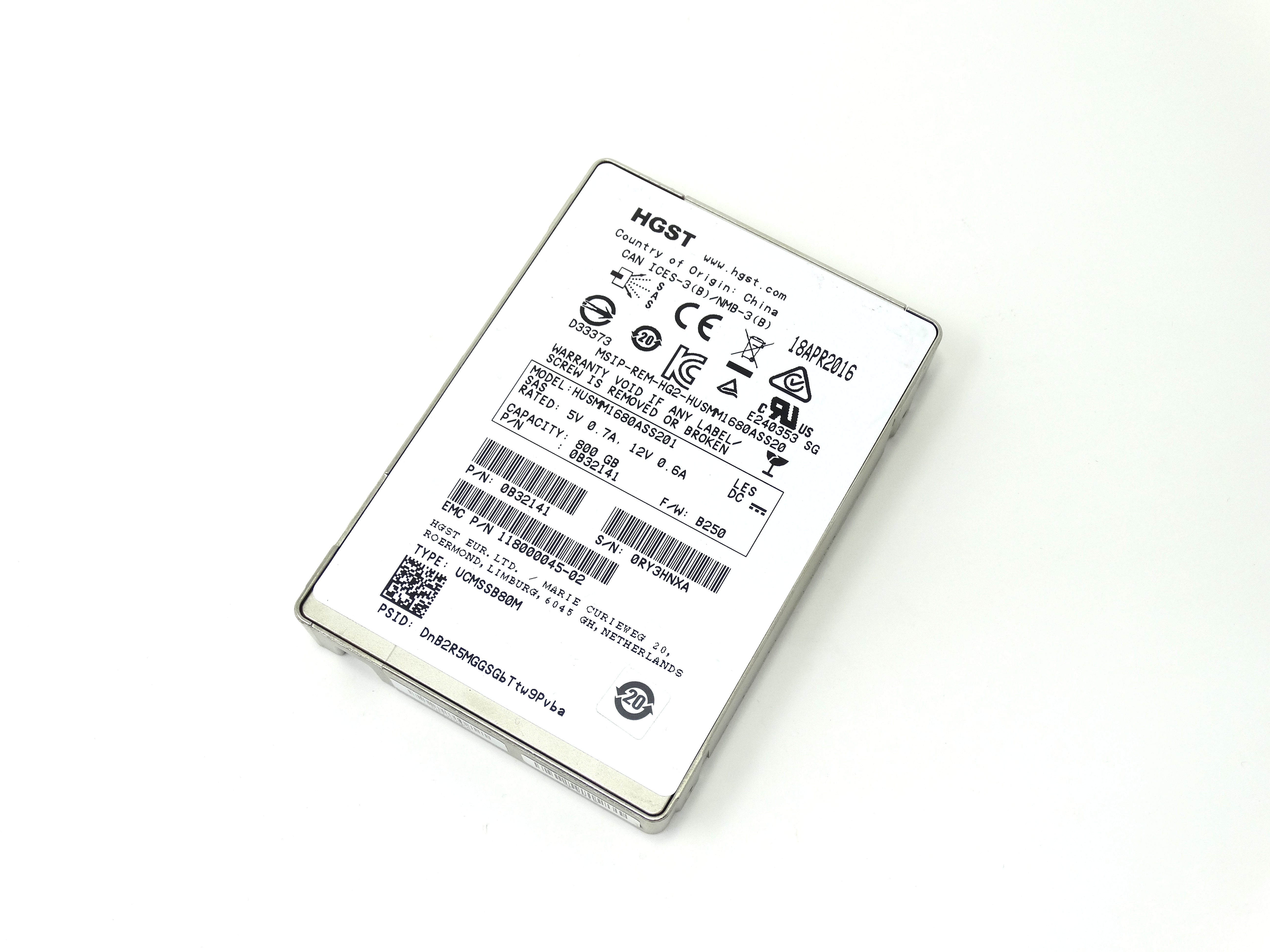 EMC/ HGST 800GB 12Gbps 12G MLC SAS 2.5'' SFF SSD (118000045-02)