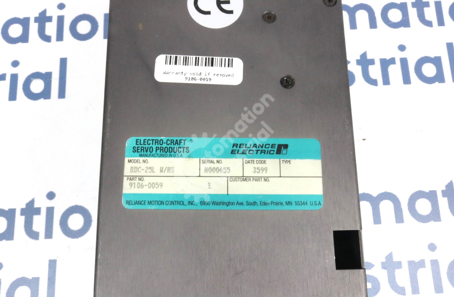 9106-0059 By Reliance Electric BDC-25L W/HS Brushless Amplifier
