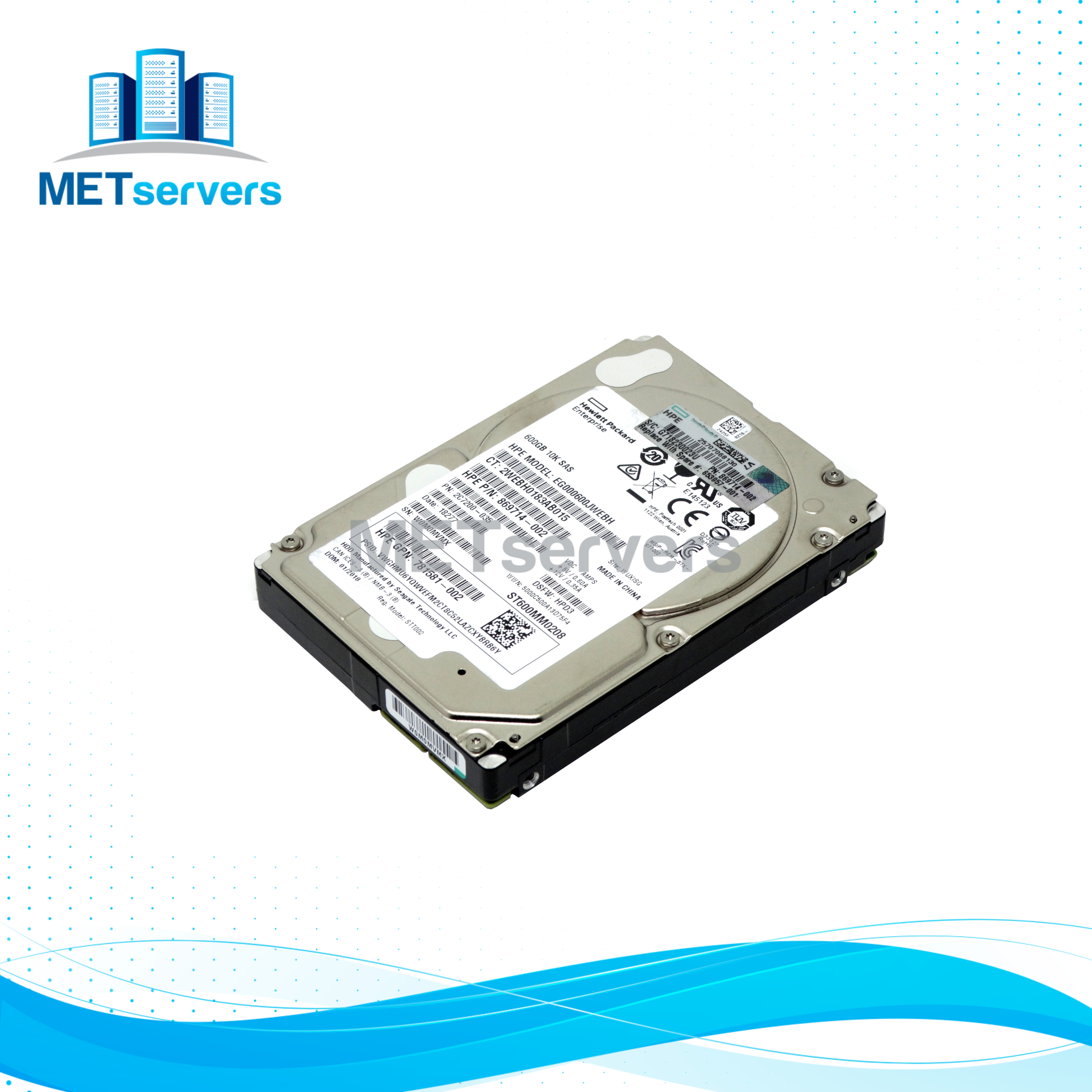 HP Enterprise 600GB 12Gbps 10K RPM  SAS 2.5'' SFF HDD Hard Drive (ST600MM0208)