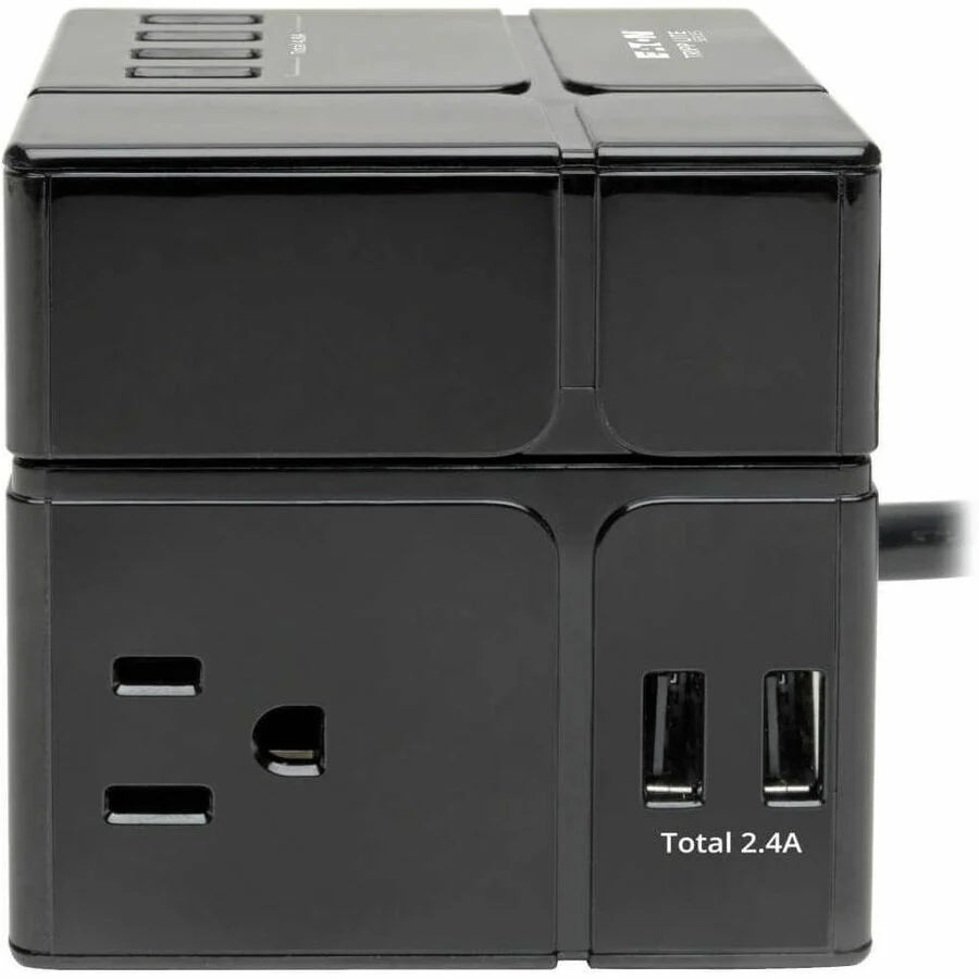 Eaton Tripp Lite Series Safe-IT 3-Outlet Cube Surge Protector, 5-15R Outlets, 6 USB Charging Ports, 8 ft. (2.4 m) Cord, Antimicrobial Protection