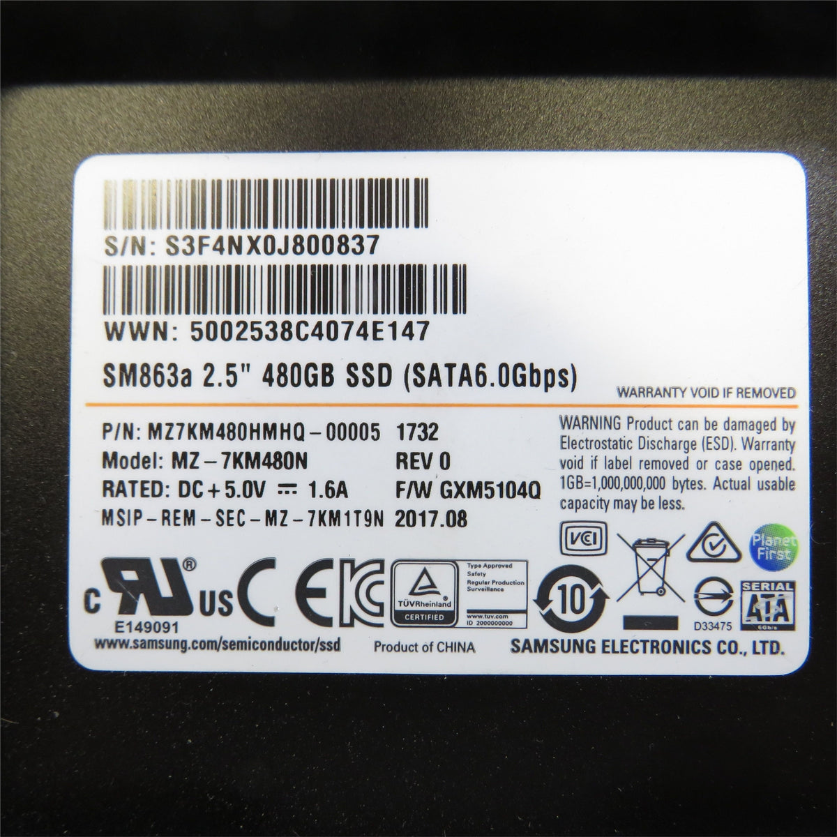 Supermicro HDS-2TV-MZ7LM480HCHP005 480GB SATA 6Gbps TLC Solid State Drive SSD (Refurbished)