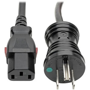 Eaton Tripp Lite Series Hospital-Grade Power Cord, NEMA 5-15P to Locking IEC C13 - Green Dot, 10A, 125V, 18 AWG, 15 ft. (4.57 m), Black