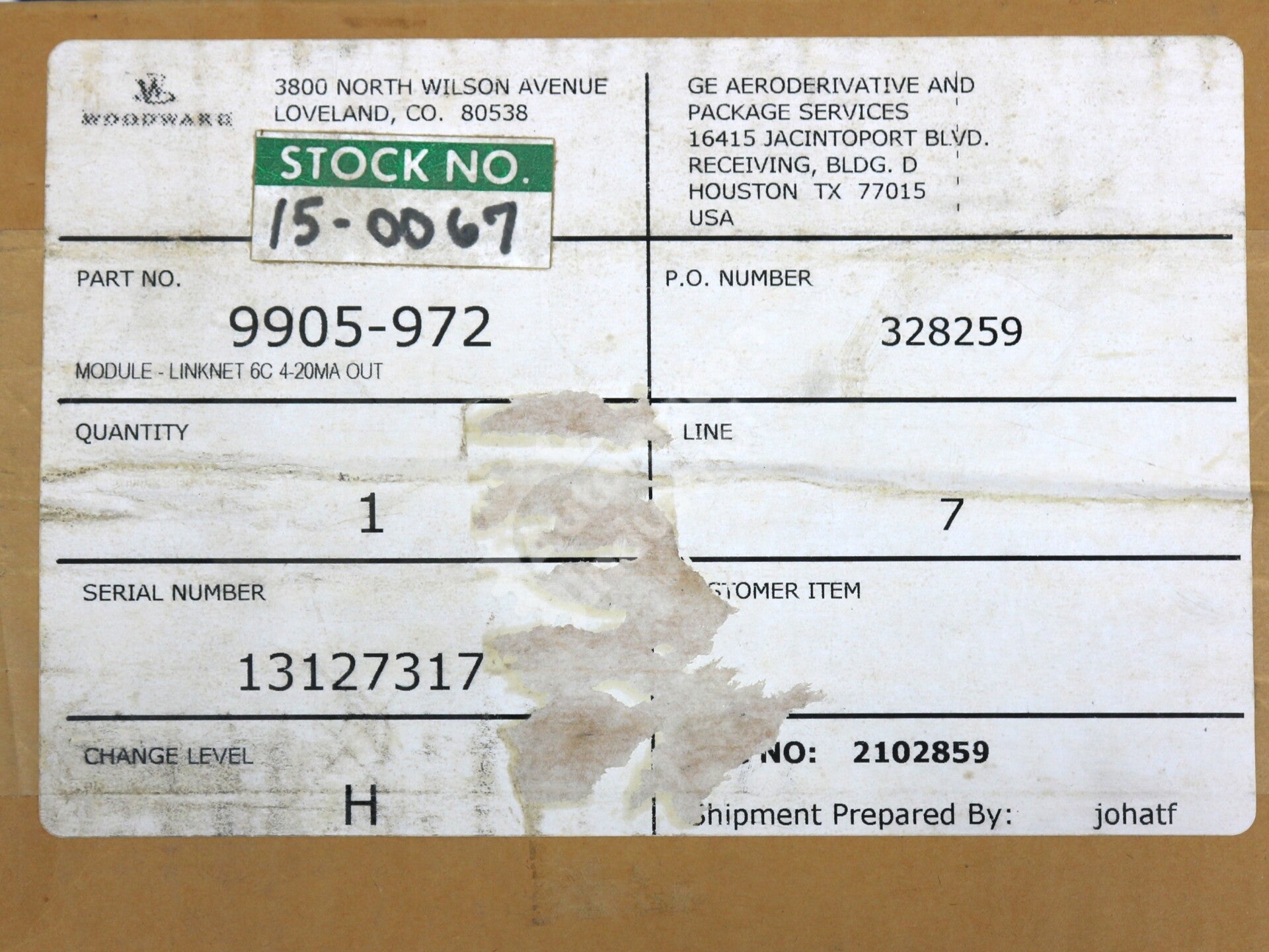 9905-972 By Woodward 4-20mA 6-Channel I/O Controller Module NSFP