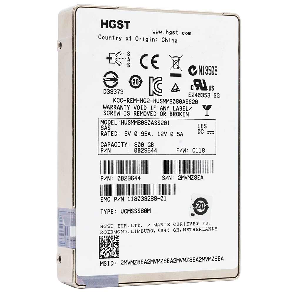 Western Digital Ultrastar SSD800MM HUSMM8080ASS201 0B29644 800GB 7.2K RPM SAS 12Gb/s TCG MLC 2.5in Recertified Solid State Drive