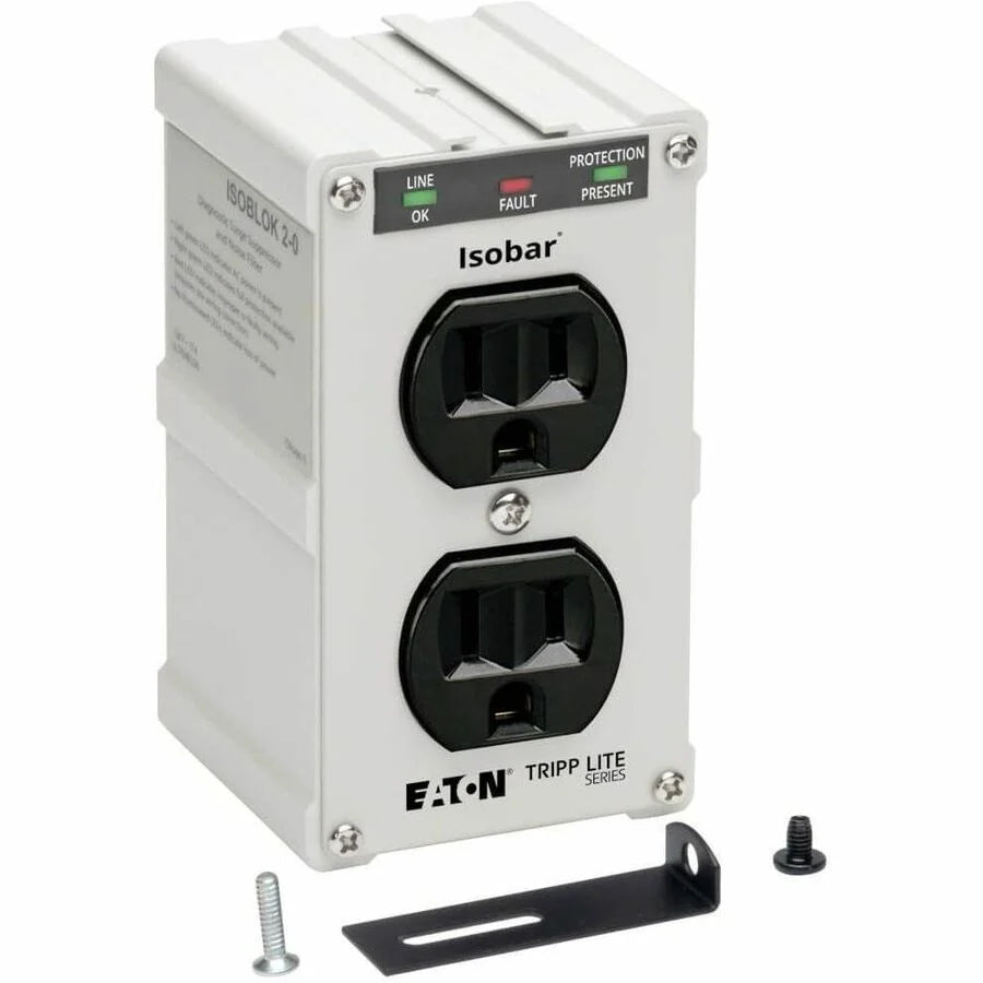 Eaton Tripp Lite Series Isobar 2-Outlet Surge Protector, Direct Plug-In, 1410 Joules, Diagnostic LEDs, Metal Housing