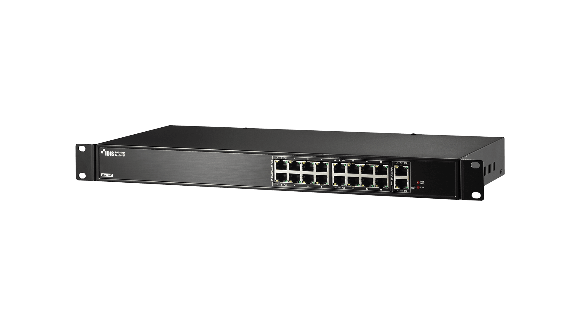 IDIS DH-2018P 18 Port DirectIP Gigabit PoE Switch, 16-Port, PoE/PoE+ Switch 140W max PoE output
