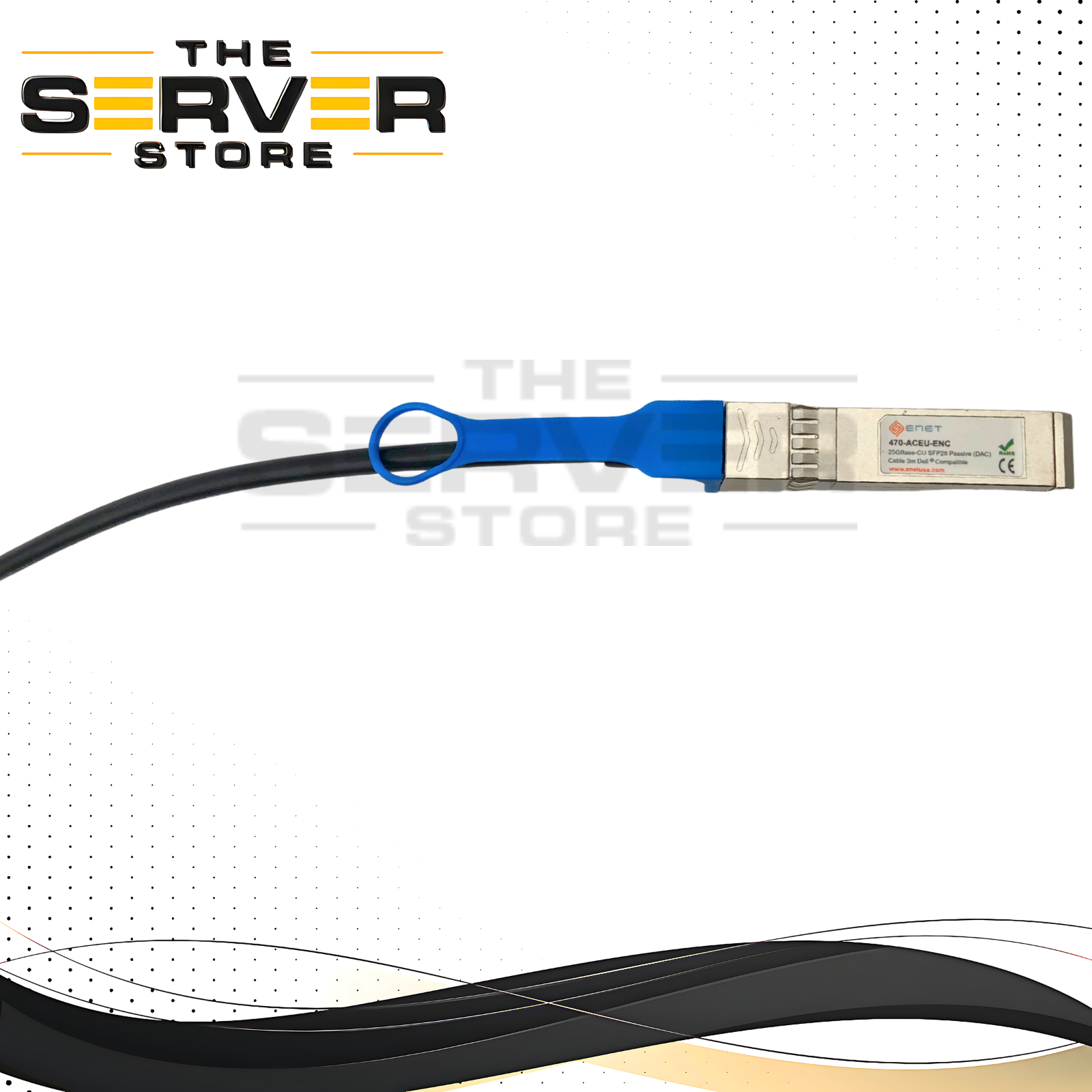 ENet 25GBase-CU SFP28 Passive Direct Attach Copper (DAC) Cable, 3-Meter (3m) Length. Dell Compatible. P/N: 470-ACEU-ENC.