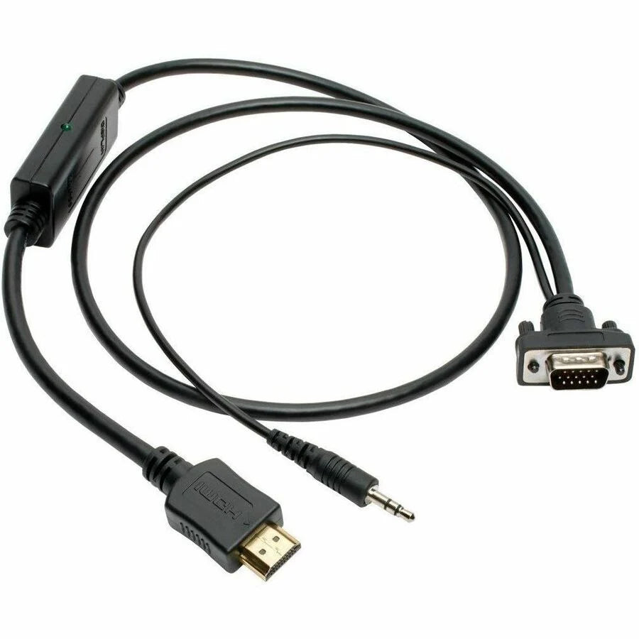 Eaton Tripp Lite Series HDMI to VGA + Audio Active Adapter Cable (HDMI to Low-Profile HD15 + 3.5 mm M/M), 3 ft. (0.9 m), TAA