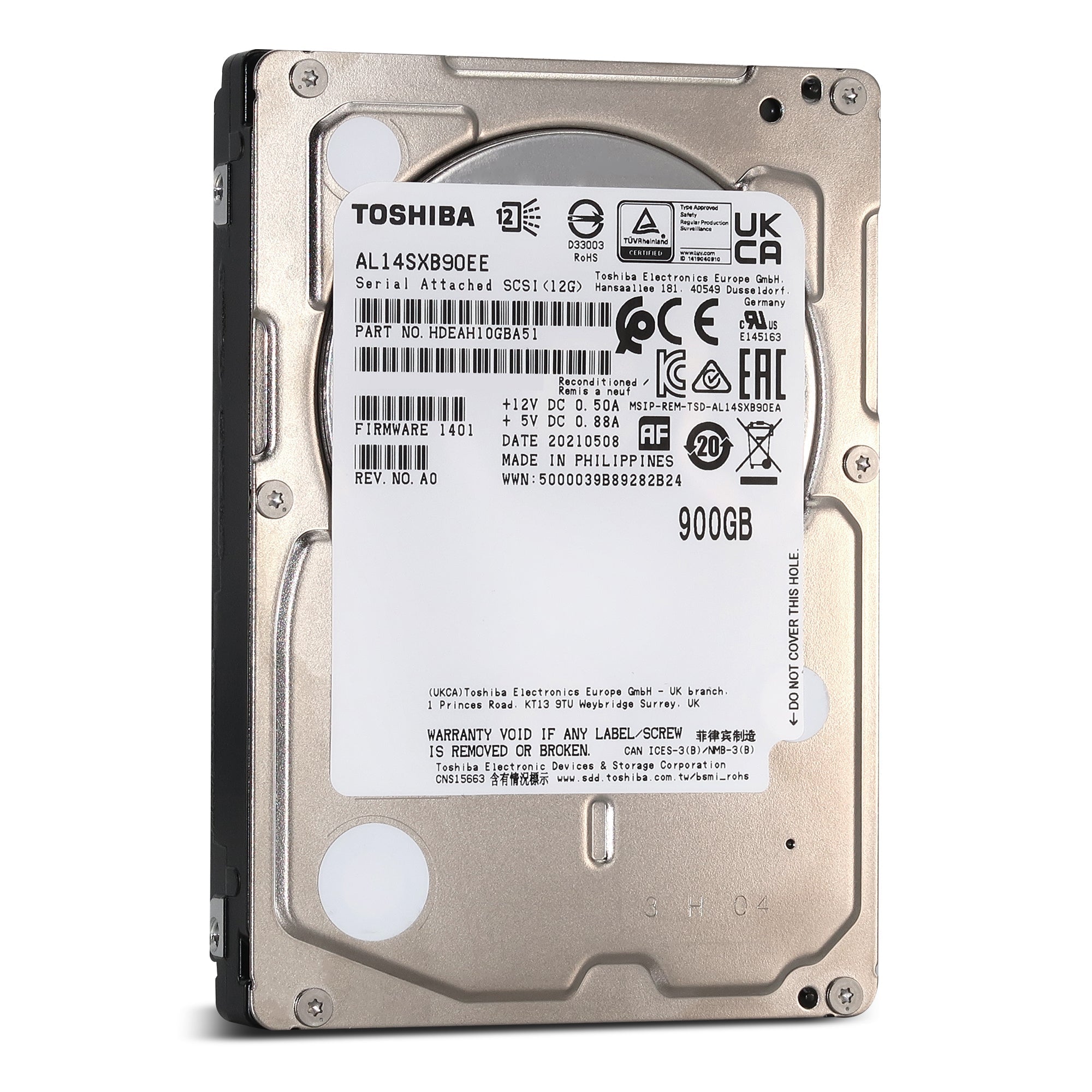 Toshiba AL14SXB AL14SXB90EE 900GB 15K RPM SAS 12Gb/s 512e 2.5in Hard Drive