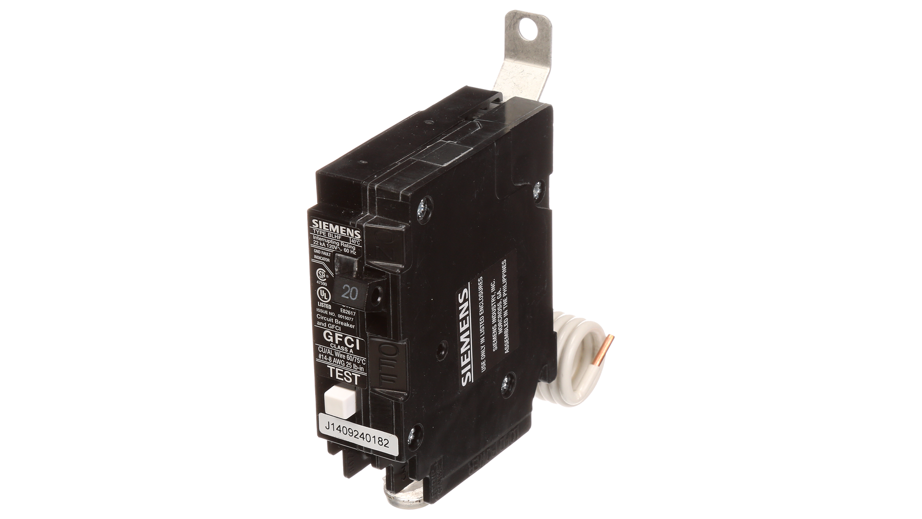 BF120H | Siemens 1-Pole 20A 120V Bolt-On Ground Fault Circuit Breaker