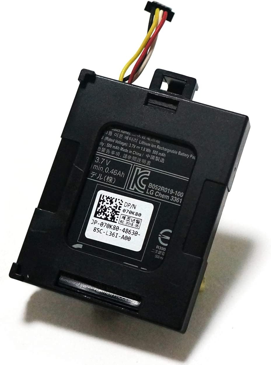 Batería T40JJ Controladora RAID 70K80 H132V para Perc H710 H710P H810 M620 R320 R420 R520 R620 R720 R820 T110 II T420 070K80 0H132V 0T40JJ - 3.6V 1.6Wh/460mAh