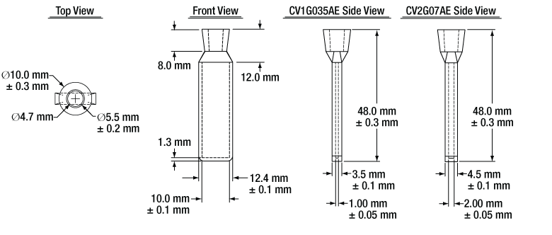 T-CV1G035AE - 350 µL Enhanced Chemical Resistance Micro Cuvette with Stopper, Borosilicate Glass, 4.7 mm Opening Diameter, 1 mm Path Length, 2 Pack