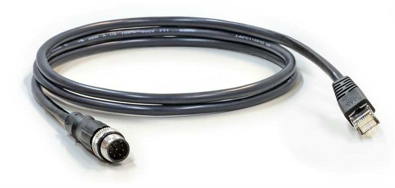 CAB-M12AM8-RJ45 - Industrial IP67 M12 8 pin threaded Amphenol connector cable for LAN (ITP switches)with RJ45 end 1m
