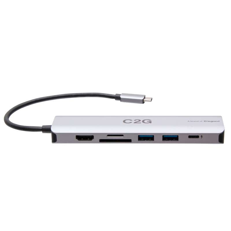 Cables To Go USB-C to HDMI, USB-A, SD Card Reader, Ethernet, and USB-C Mini Docking Station 4K 60Hz-Gray