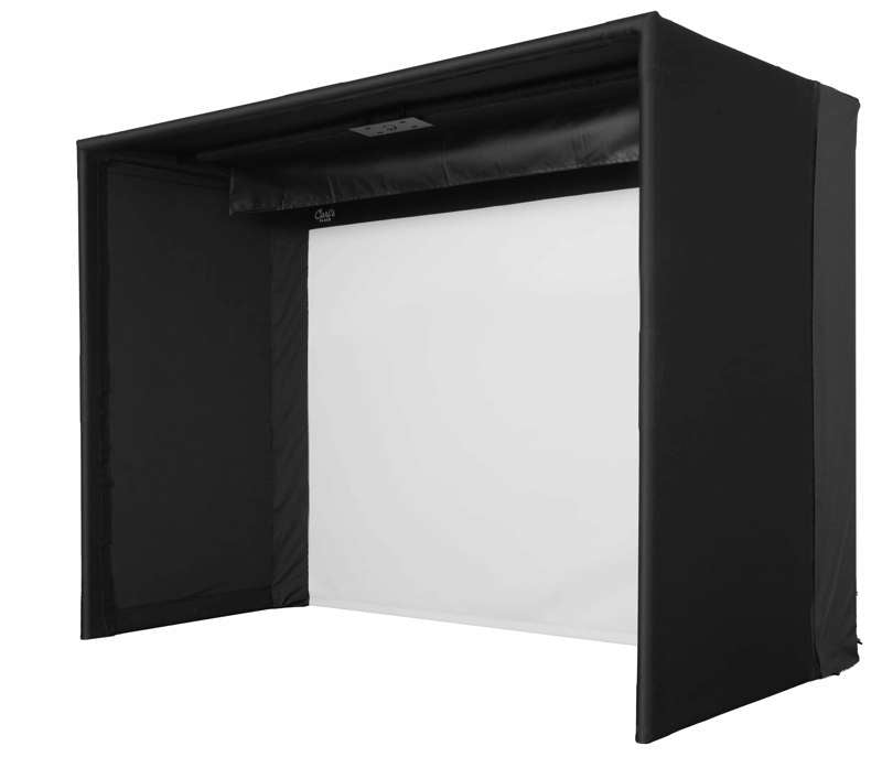 Carl's Place Pro Golf Simulator Enclosure Kit (8'5" × 14'5" × 8') with High‑Contrast Gray Premium Golf Screen