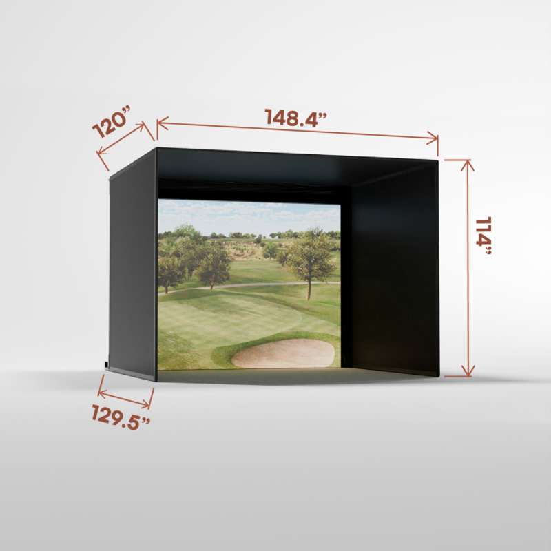 Carl's Place Pro Golf Simulator Enclosure Kit (9' × 12' × 10') with High‑Contrast Gray Premium Golf Screen