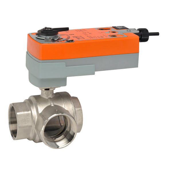 B340+AFRB24-SR | Belimo 1.5 Inch Three Way Characterized Control Valve With Spring Return Actuator