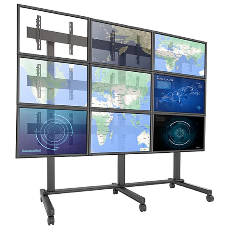 Chief Fusion Large 3x3 Freestanding Video Wall Mobile TV Cart - For 42-50 Inch TVs - TAA Complaint - Black