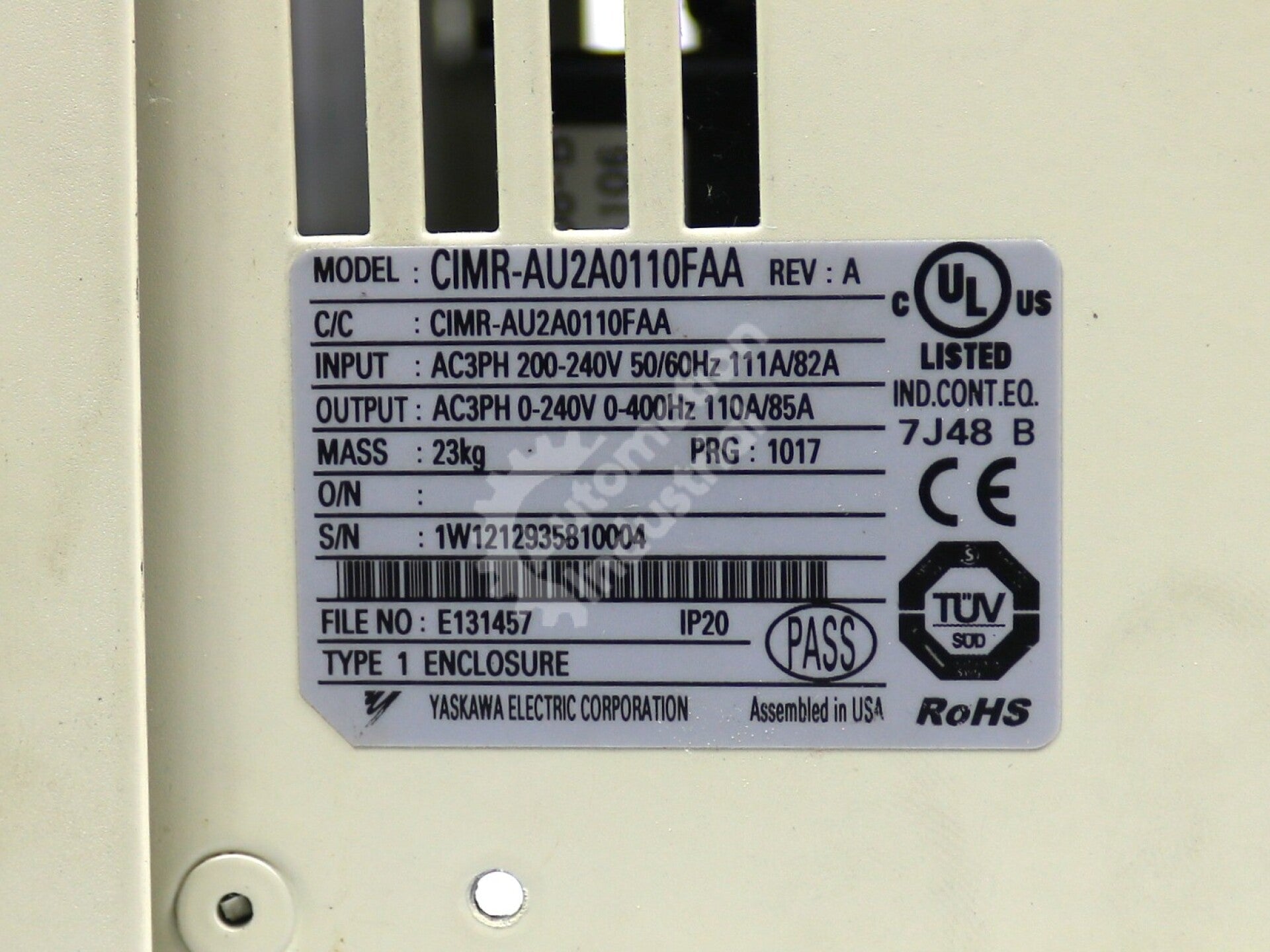 CIMR-AU2A0110FAA By Yaskawa A1000 200V 3-Phase Variable Frequency Drive