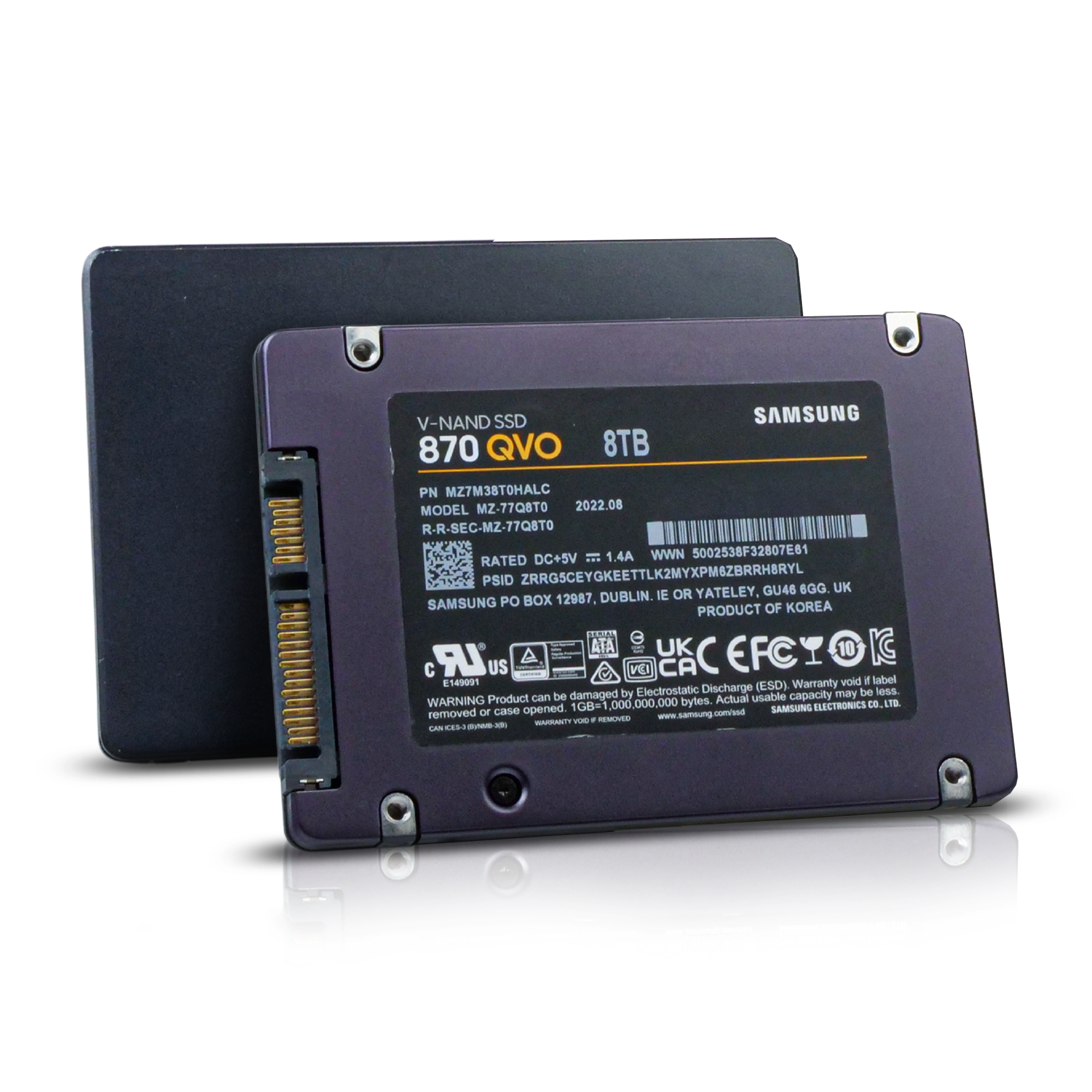 Samsung 870 QVO MZ7M38T0HALC 8TB SATA 6Gb/s MLC 2.5in Read Intensive Refurbished SSD