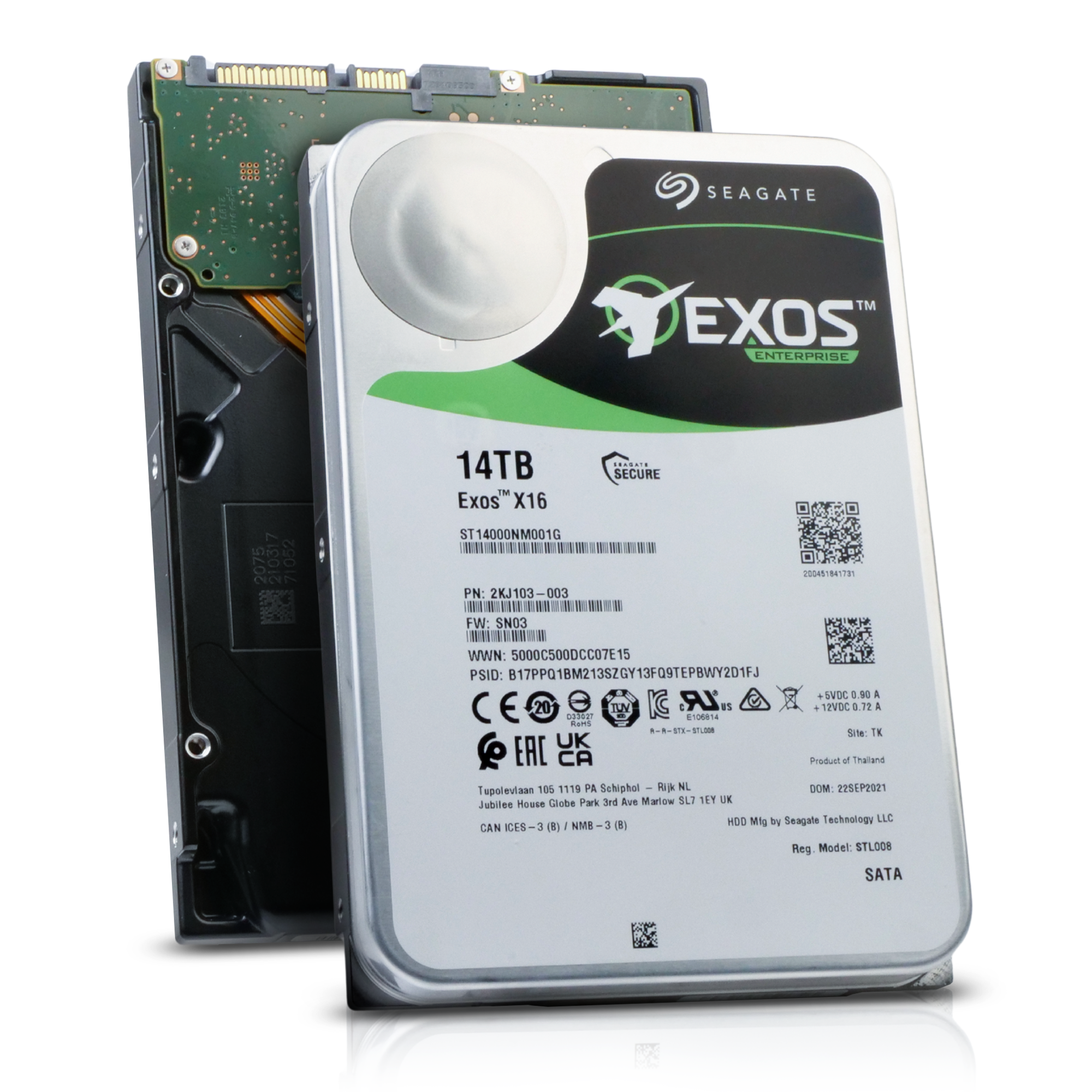 Seagate Exos X16 ST14000NM001G 14TB 7.2K RPM SATA 6Gb/s 512e/4Kn 256MB 3.5" FastFormat Refurbished HDD