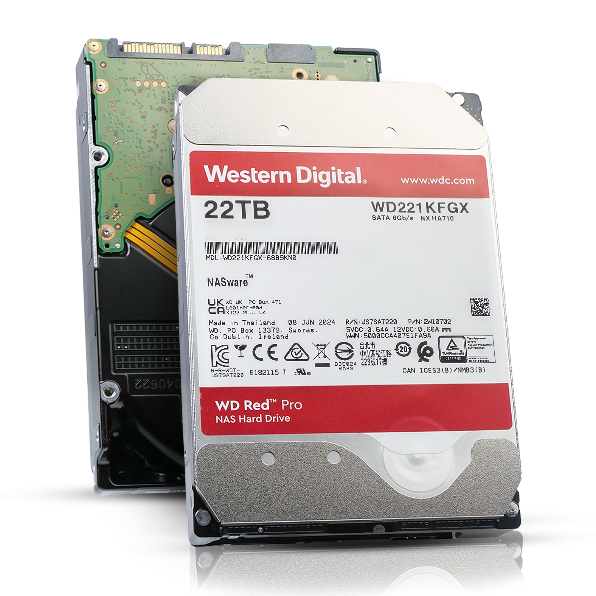 Western Digital Red Pro WD221KFGX 22TB 7.2K RPM SATA 6Gb/s 512e 512MB 3.5in Refurbished HDD