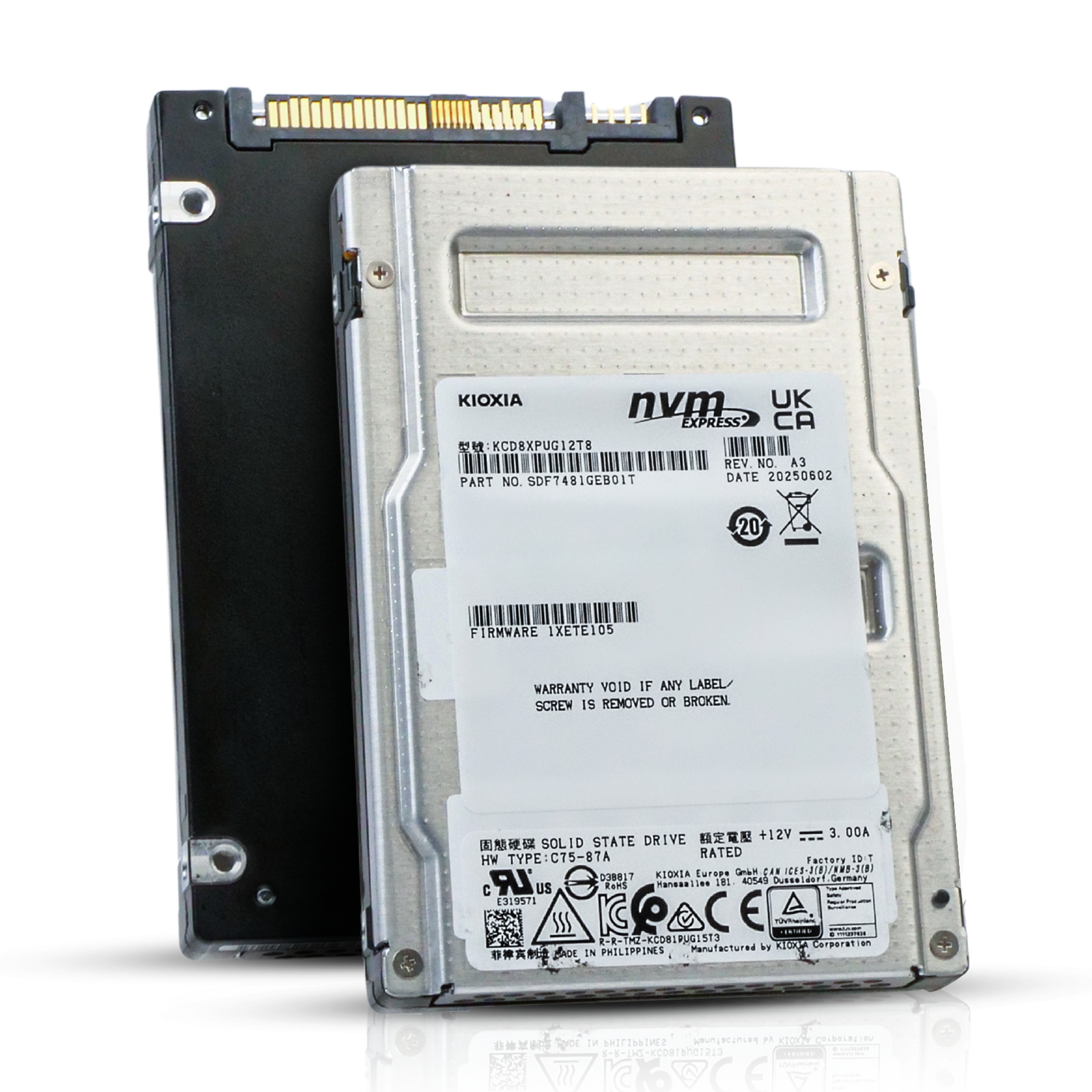 Kioxia CD8P-V KCD8XPUG12T8 12.8TB 3 DWPD PCIe Gen 5.0 x4 16GB/s 3D TLC U.3 NVMe 2.5in Mixed Use SSD