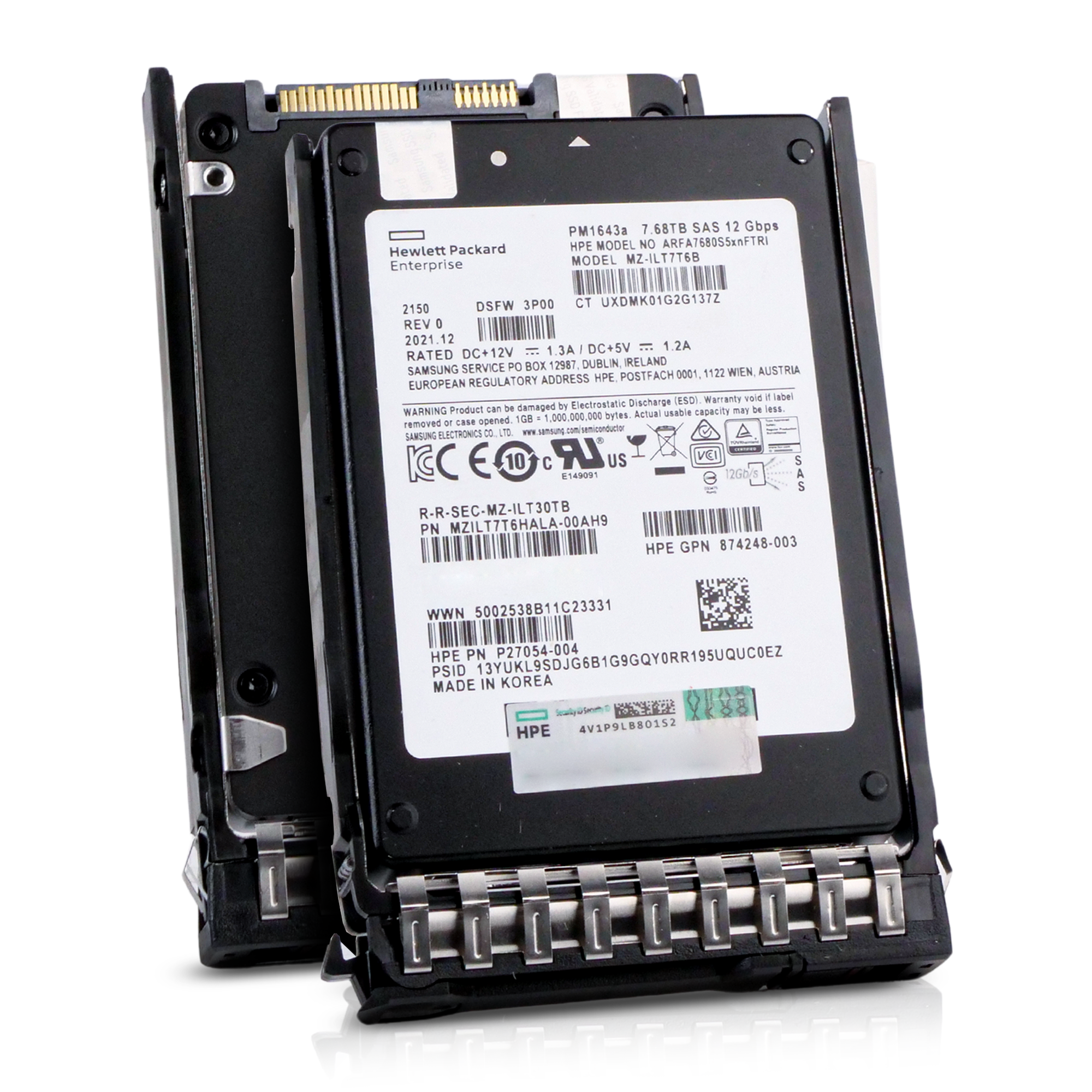 HP Generation 11 ARFA7680S5xnFTRI P27054-004 7.68TB 1 DWPD SAS 12Gb/s 3D TLC 2.5in Refurbished SSD