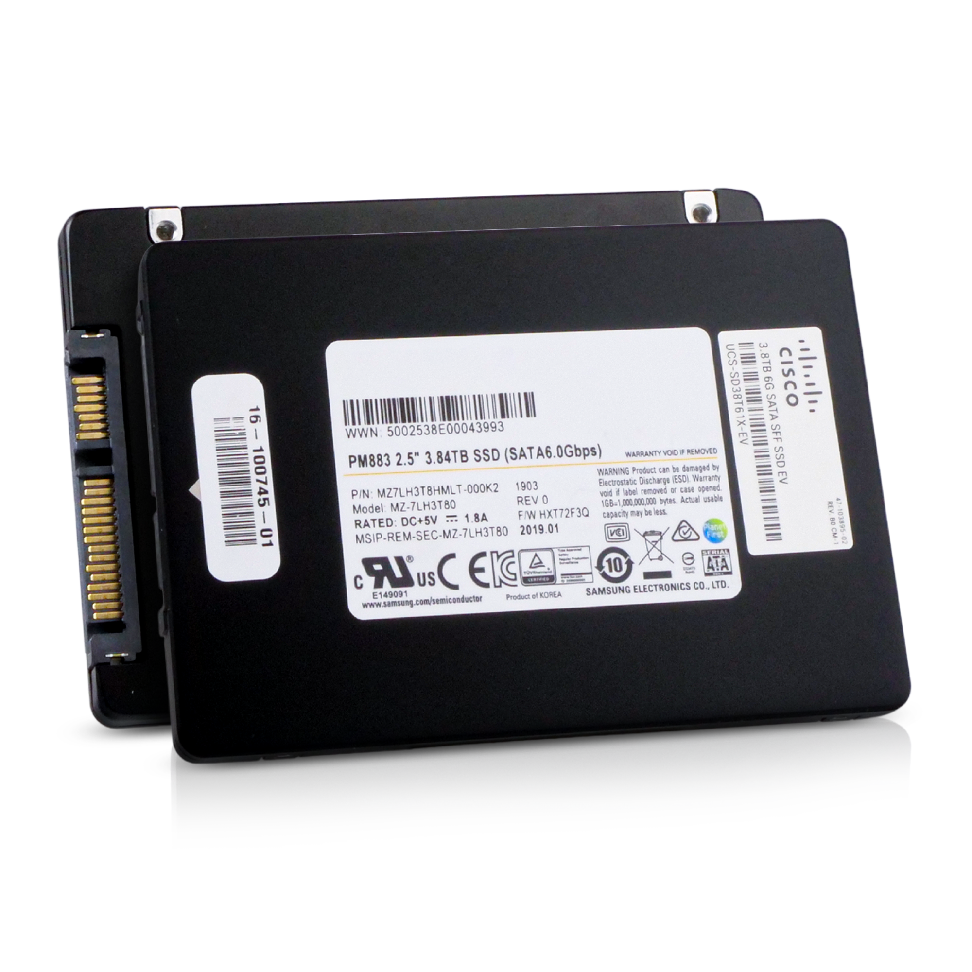 Samsung PM883 MZ7LH3T8HMLT 3.84TB SATA 6Gb/s 1.3 DWPD 2.5" Refurbished Enterprise SSD