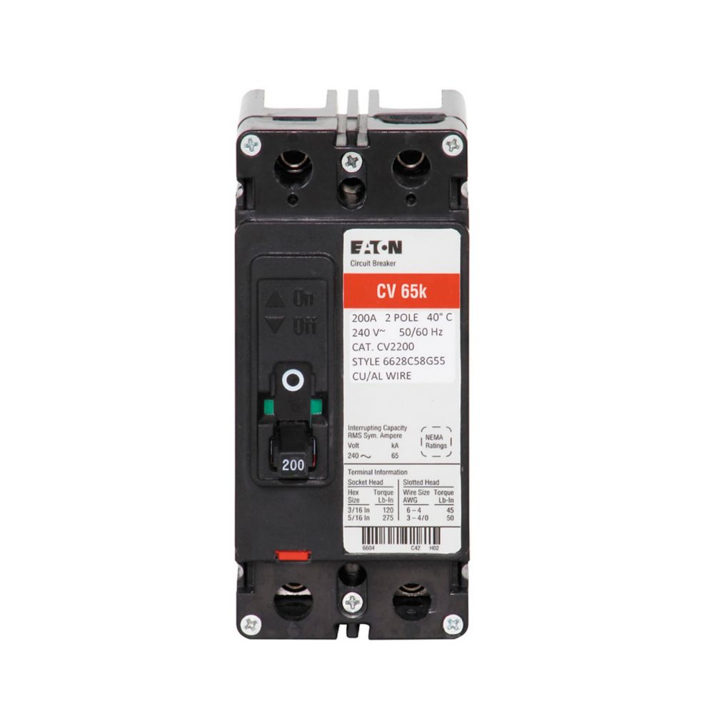 CV2150XMM | Eaton 2-Pole 150A 240V Molded Case Circuit Breaker, 65kAIC Thermal Magnetic