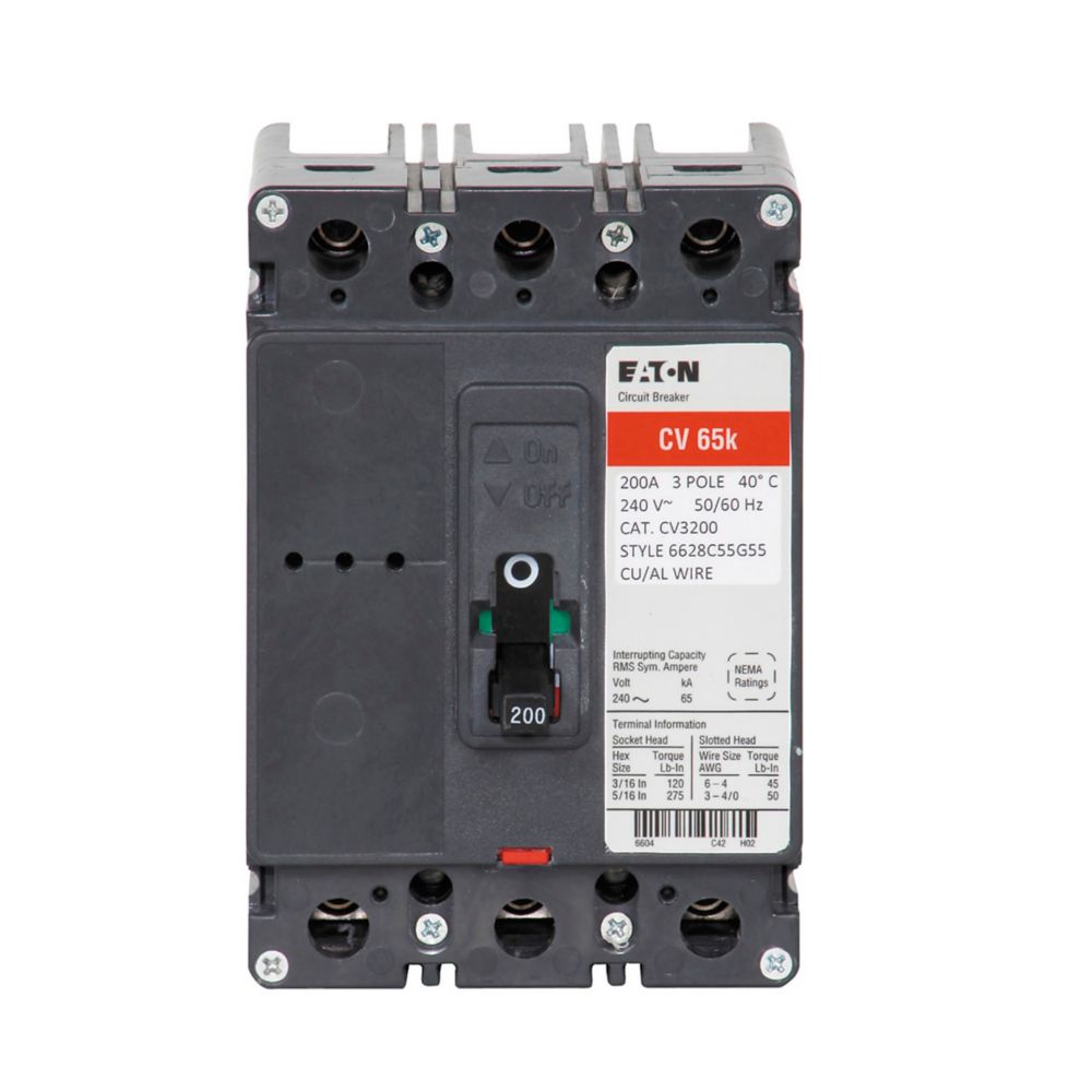 Eaton CVS3200X 200A 3-Pole Tenant Main Molded Case Circuit Breaker for Commercial Service Equipment