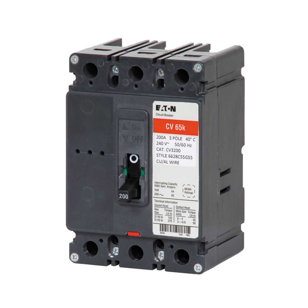 Eaton CVS3200X 200A 3-Pole Tenant Main Molded Case Circuit Breaker for Commercial Service Equipment