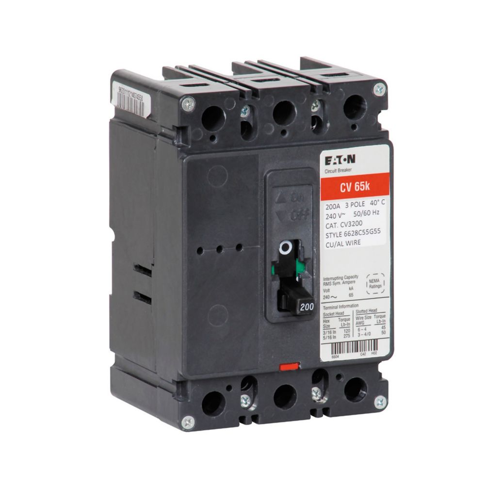 Eaton CVS3200X 200A 3-Pole Tenant Main Molded Case Circuit Breaker for Commercial Service Equipment