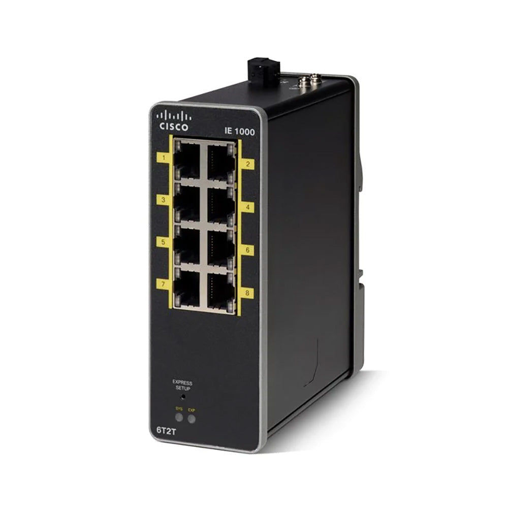 Cisco IE-1000-6T2T-LM Industrial 6×FE & 2×T1 Serial DIN-Rail Switch