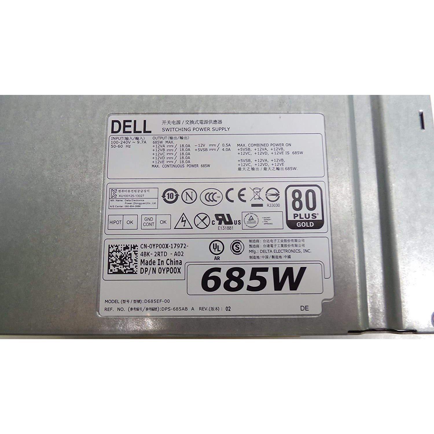 DELL 685W Power Supply for Precision T5810 Workstation PN: W4DTF K8CDY CYP9P WPVG2 KTMT8-FoxTI