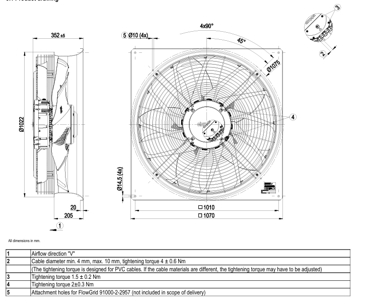Ebmpapst W3G910-KV12-03/F01  Axial Fan 400V 2550W Air Conditioner Cooling Fan