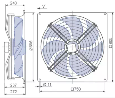 FN063-ADQ.4I.V7P1 ZIEHL-ABEGG Axial Fan 3~400V 0.45/0.23 kW 	0.88/0.42 A