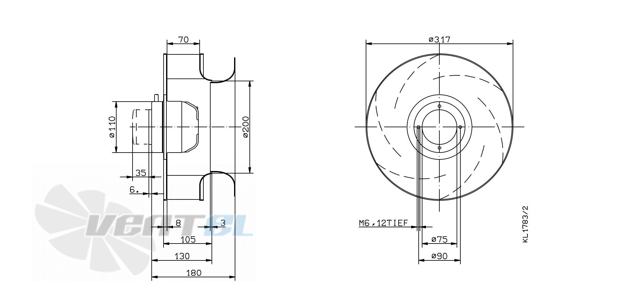 Brand new RH31M-4DK.2A.2R ZIEHL-ABEGG centrifugal fan 3-230/400V 50/60HZ
