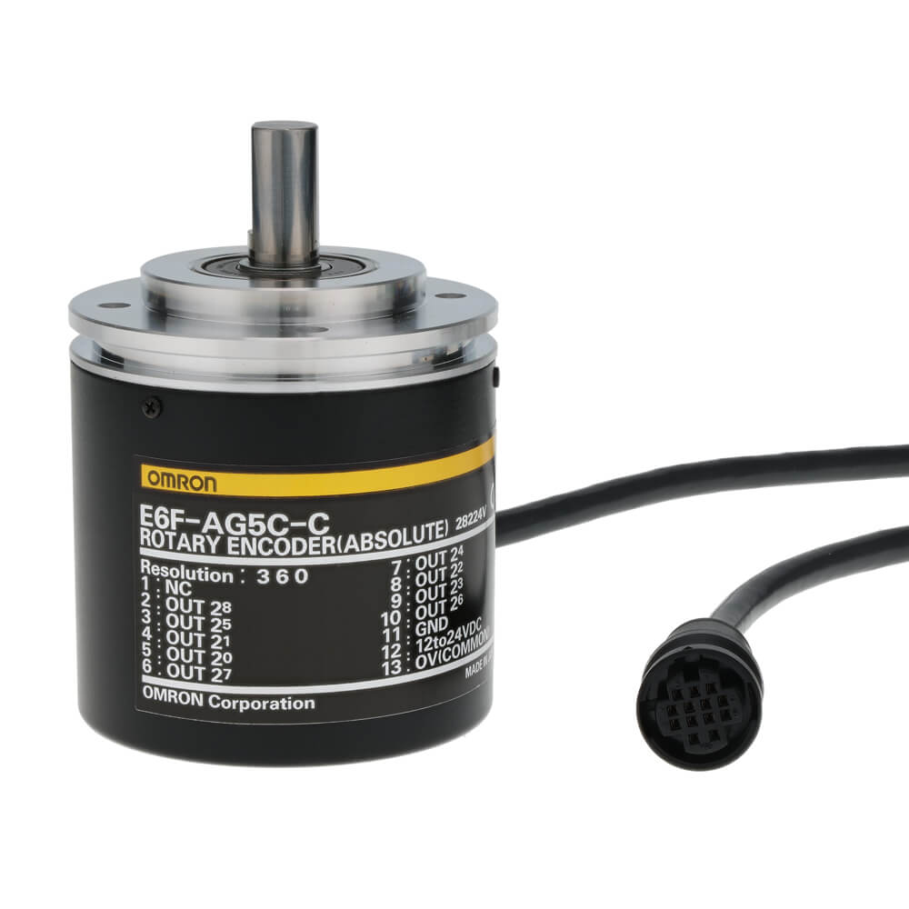 E6F-AG5C-C | Omron Absolute Rotary Encoder 256 Resolution Gray Code Output NPN 12–24VDC IP65 60mm Housing