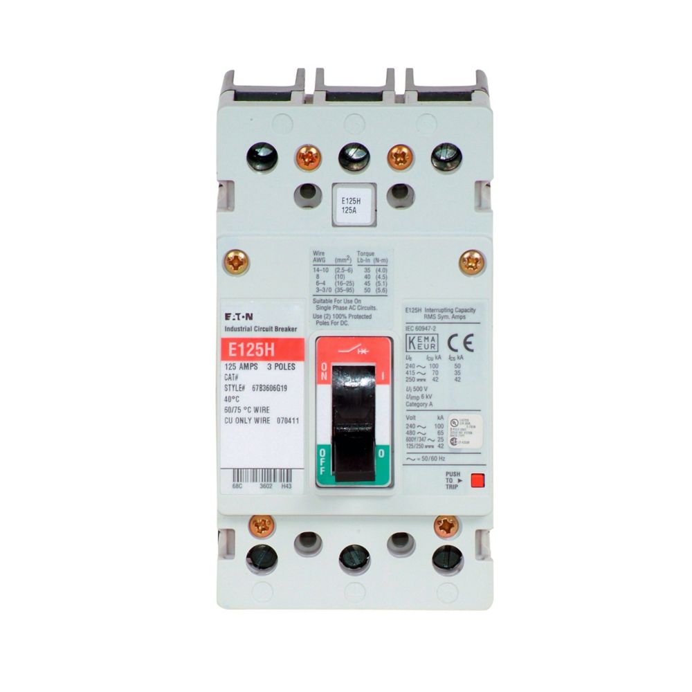 Eaton EGH3090FFB Series G 90A 3-Pole Molded Case Circuit Breaker Bolt-On